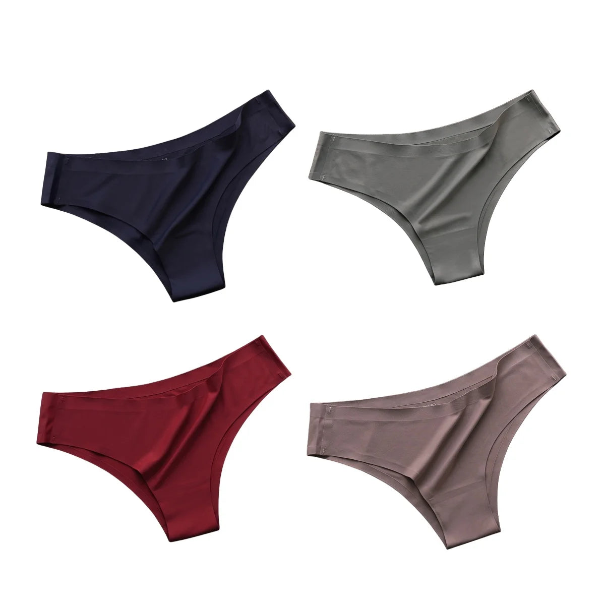 4PCS Women's Seamless Ice Silk Panties Low Waist Soft G-String Briefs