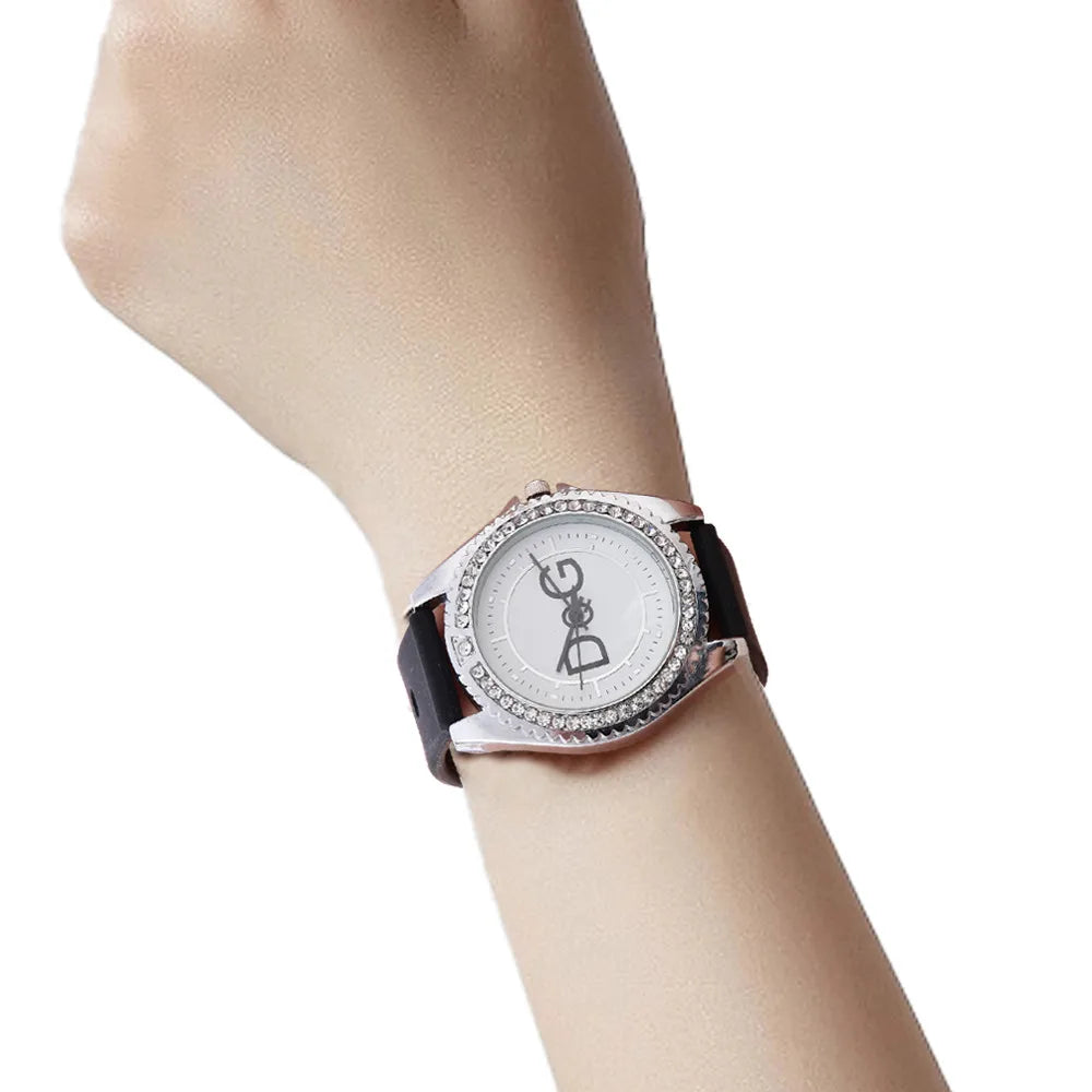 Women's Luxury Quartz Watch – Rhinestone Dial & Leather Strap Gift