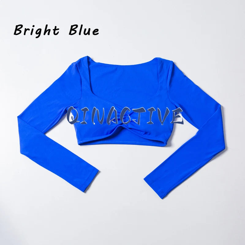 Women's Long Sleeve Crop Top Yoga Shirt Gym Fitness Workout Sports Tee