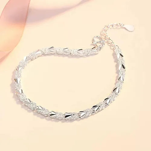 925 Sterling Silver Heart Zircon Chain Bracelet for Women Wedding Gift