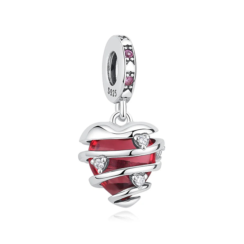 925 Silver Love Heart Charm Bead for Bracelets & Necklaces Valentine's Gift