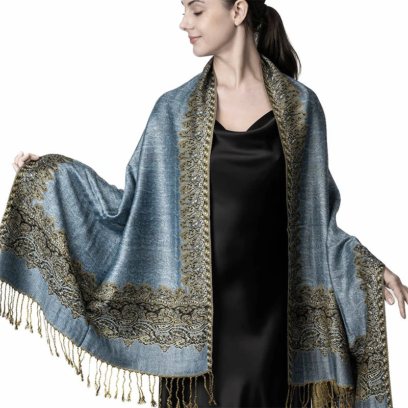 Women's Cashmere Pashmina Shawl Warm Winter Scarf Wrap with Elegant Print