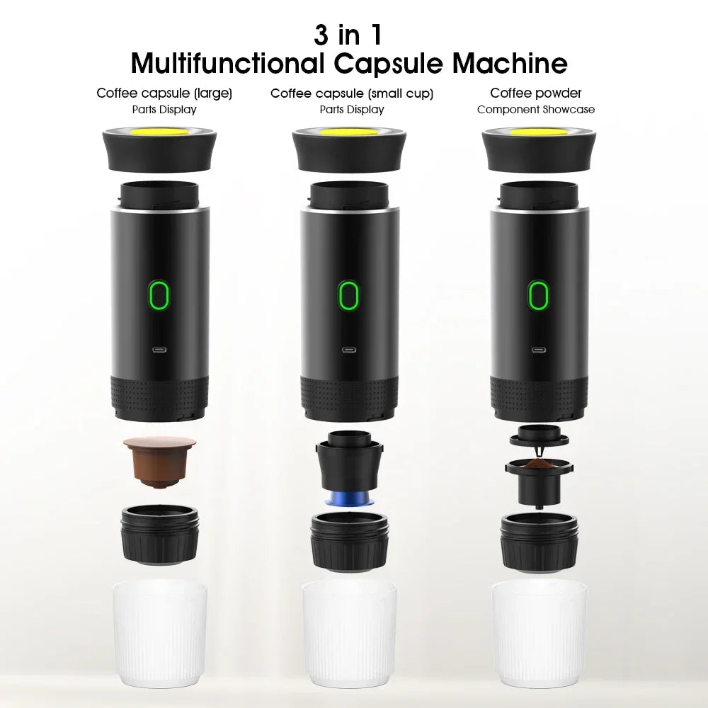 3-in-1 Capsule Powder Wireless Electric Portable Espresso Coffee Machine Maker Travel Coffee Maker
