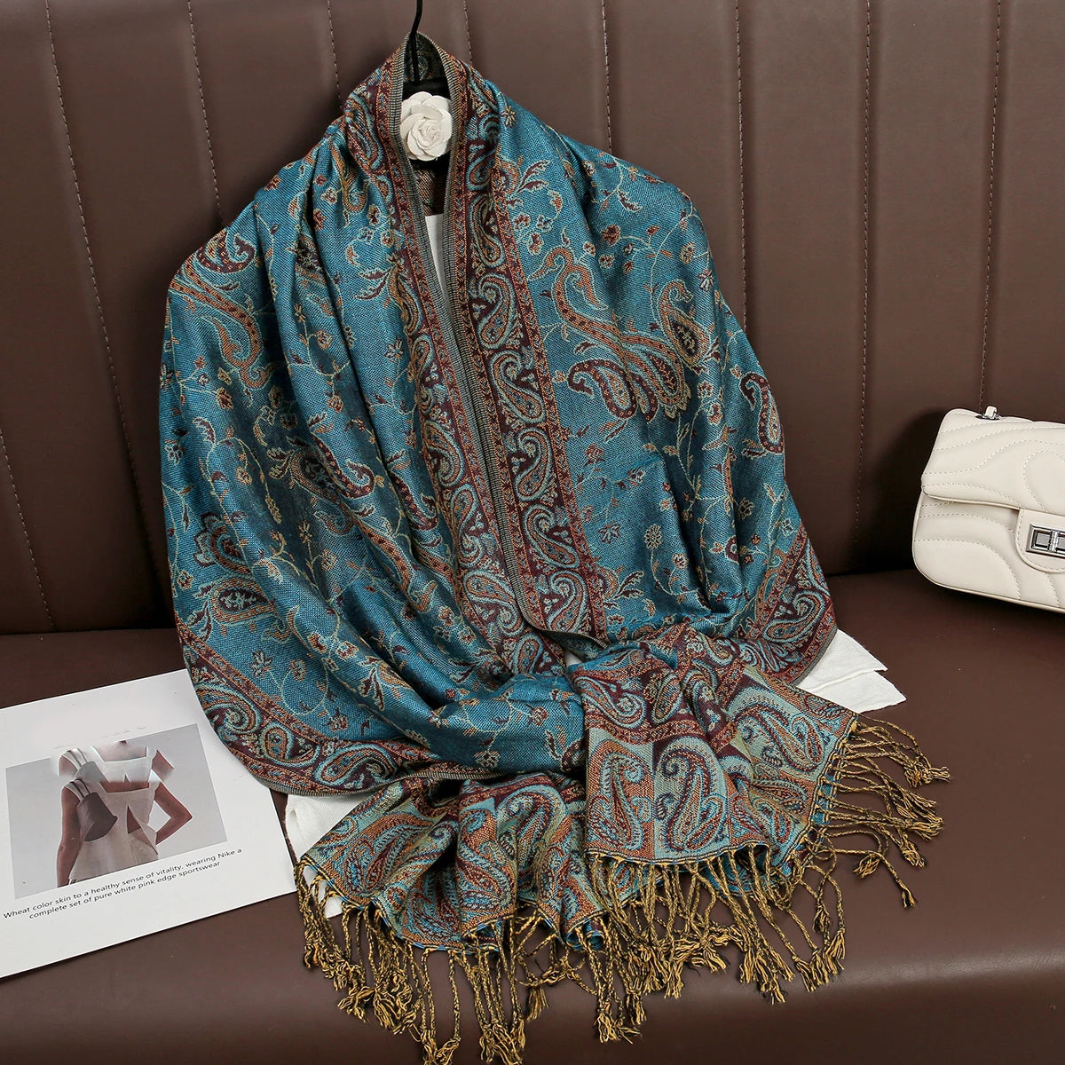 Women's Cashmere Pashmina Shawl Warm Winter Scarf Wrap with Elegant Print