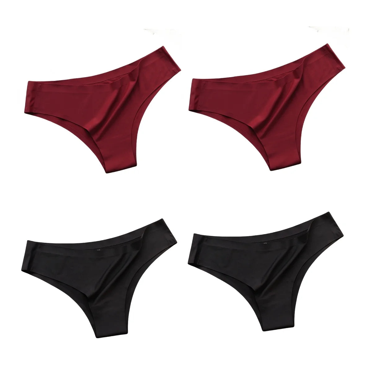 4PCS Women's Seamless Ice Silk Panties Low Waist Soft G-String Briefs
