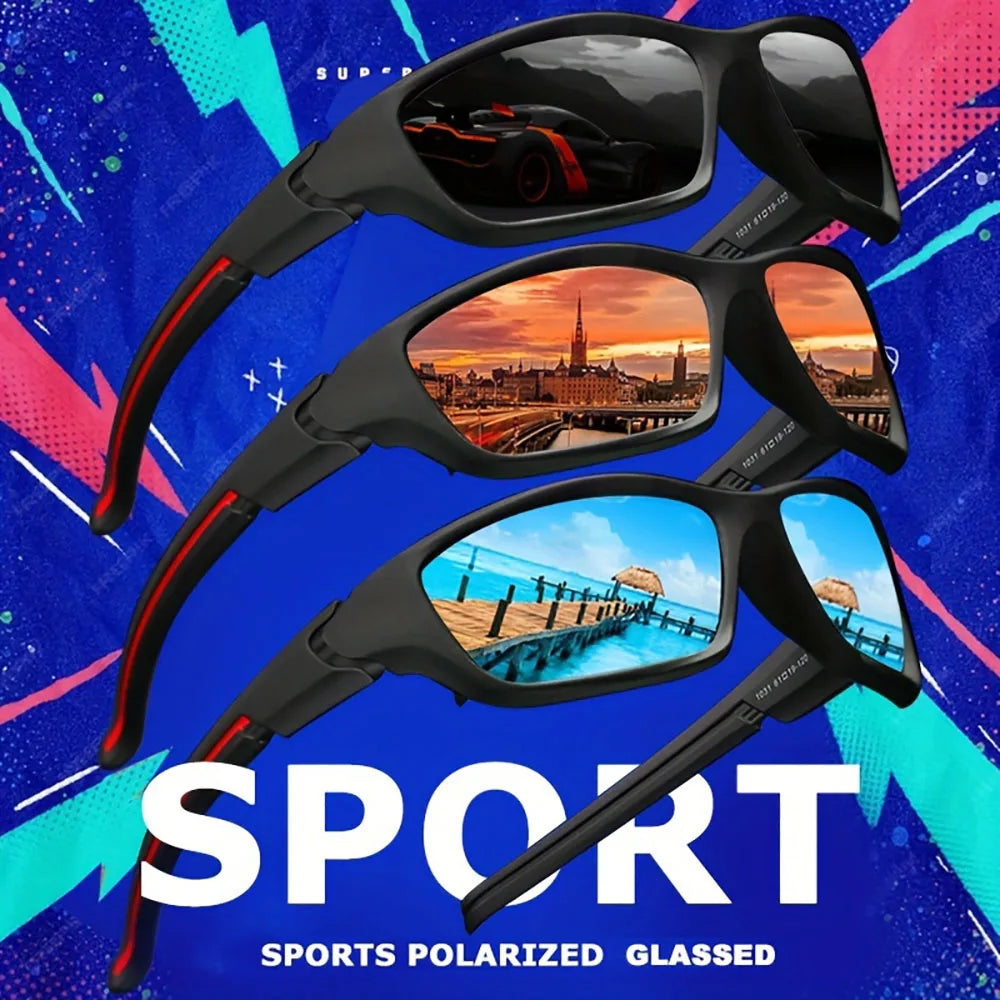 2PCS Polarized Sports Sunglasses Outdoor Wrap Shades for Men & Women