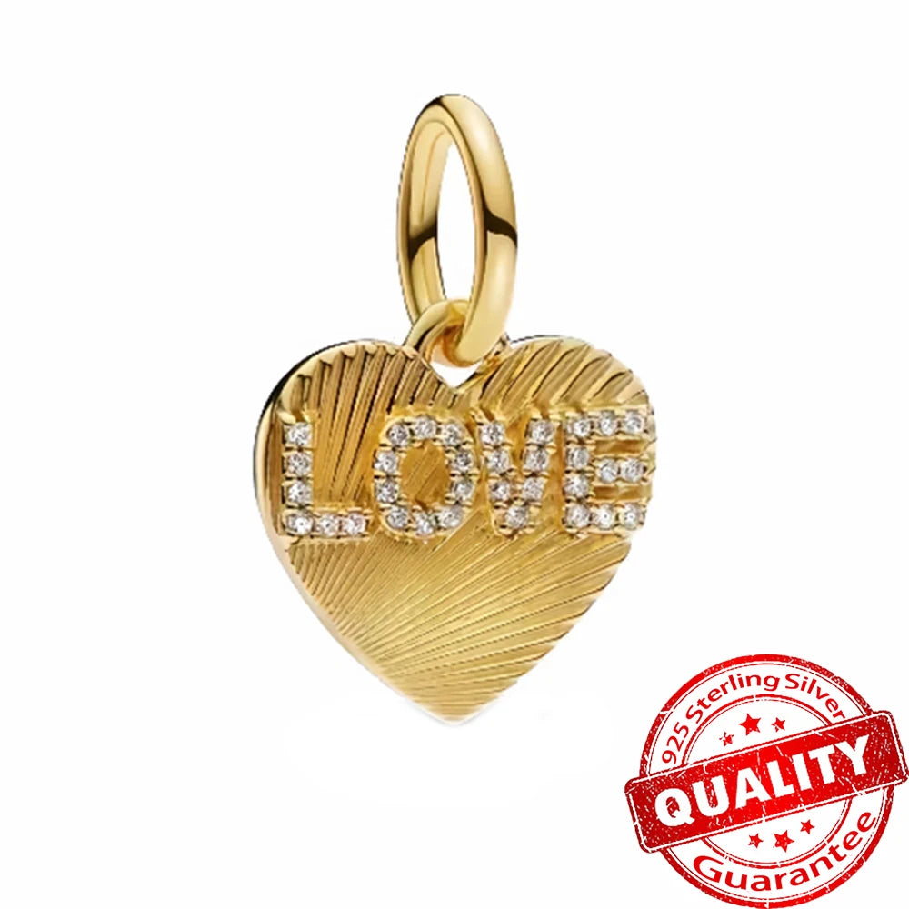 925 Silver Lucky Star & Heart Dice Bow Dangle Charm for Bracelet Gift