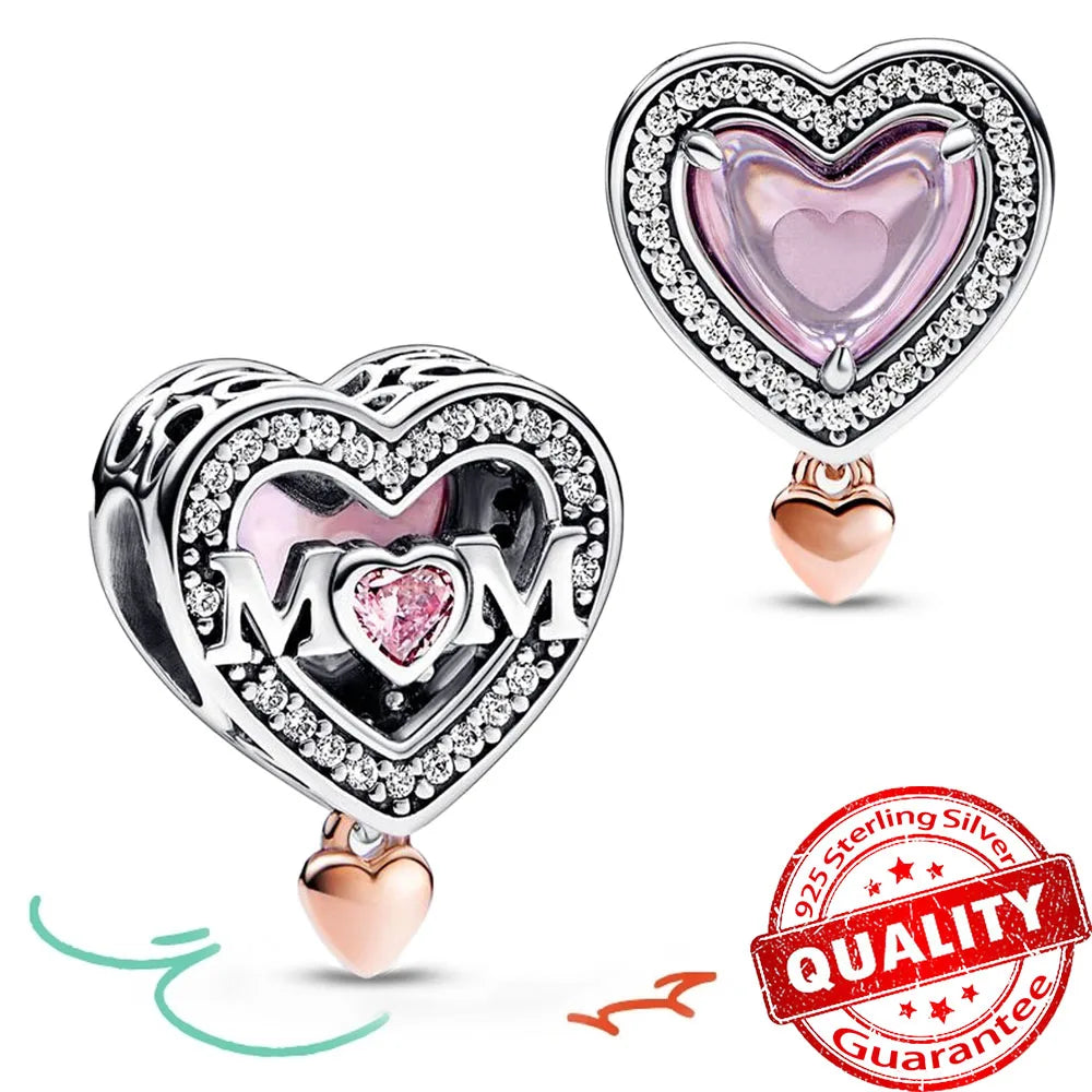 Rose Gold Heart Padlock Key Charm 925 Sterling Silver Bracelet Jewellery Gift