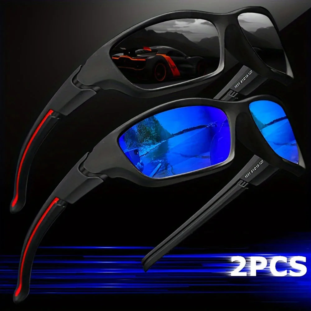 2PCS Polarized Sports Sunglasses Outdoor Wrap Shades for Men & Women