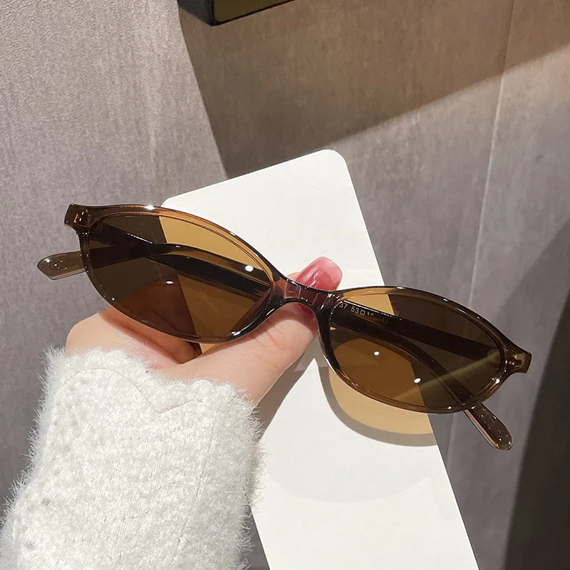 Women's Retro Oval Sunglasses Leopard Brown Small Frame UV400 Shades