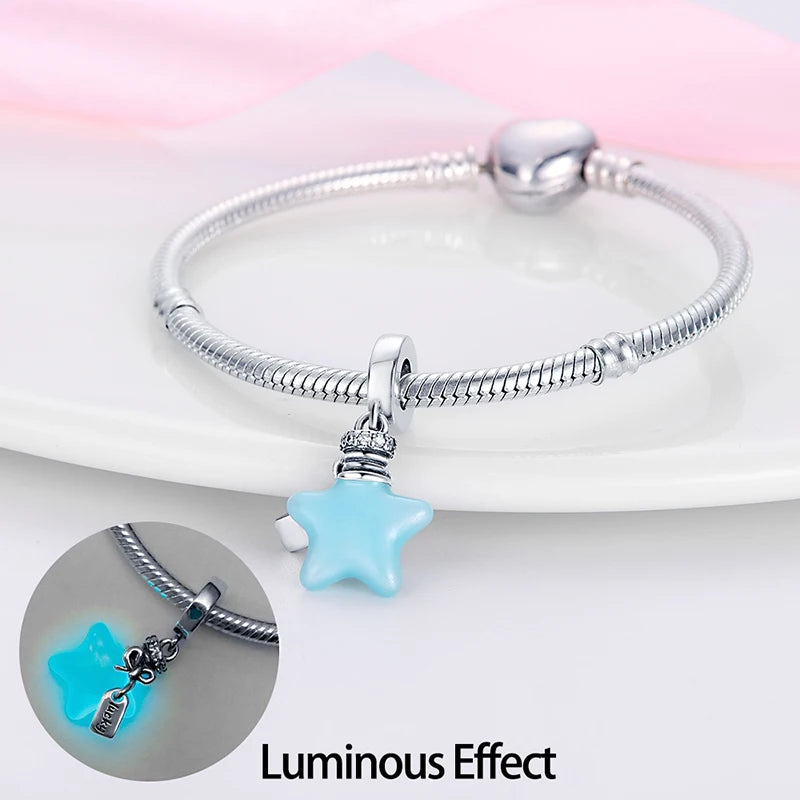Silver-Plated Sun Moon Star Charm Beads with Zircon for Bracelets DIY
