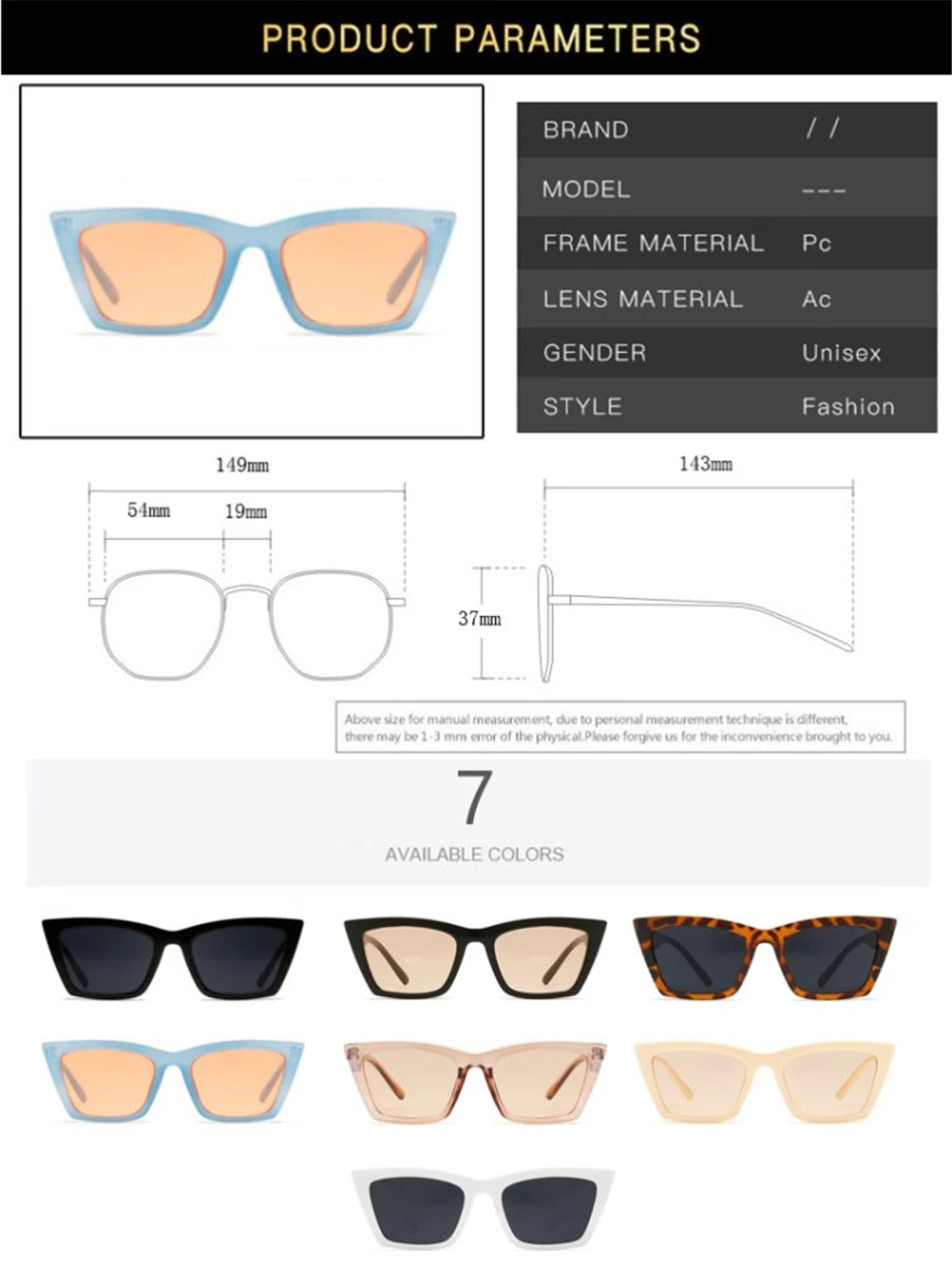 Vintage Cat Eye Sunglasses – Small Square Frame UV400 Shades for Women