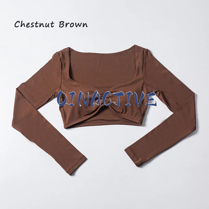 Women's Long Sleeve Crop Top Yoga Shirt Gym Fitness Workout Sports Tee