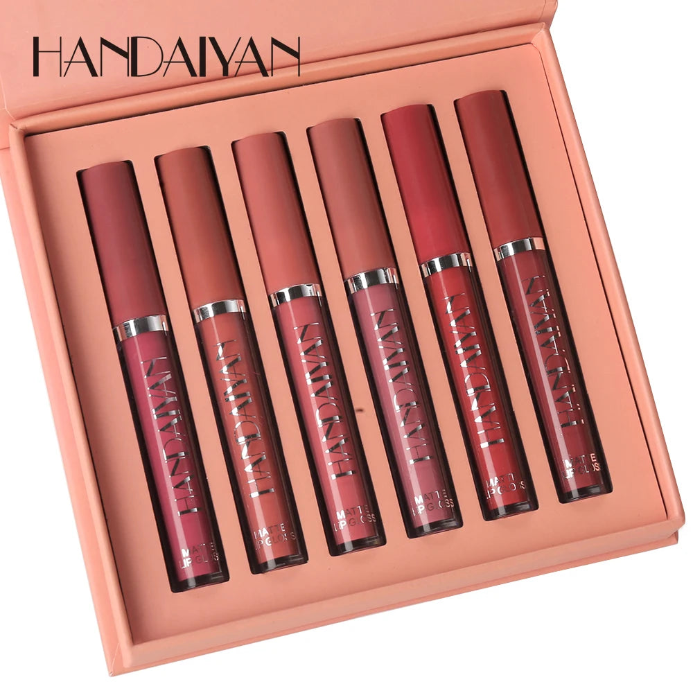 6PCS Non-Stick Matte Liquid Lipstick Set Long-Lasting Lip Gloss Gift Box