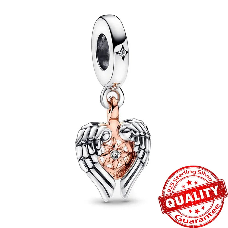 Rose Gold Heart Padlock Key Charm 925 Sterling Silver Bracelet Jewellery Gift