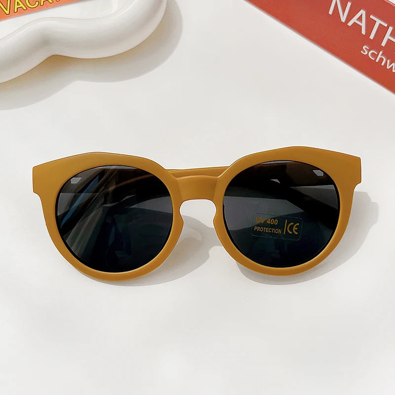 Kids Vintage Round UV400 Sunglasses Frosted Acrylic Fashion Shades