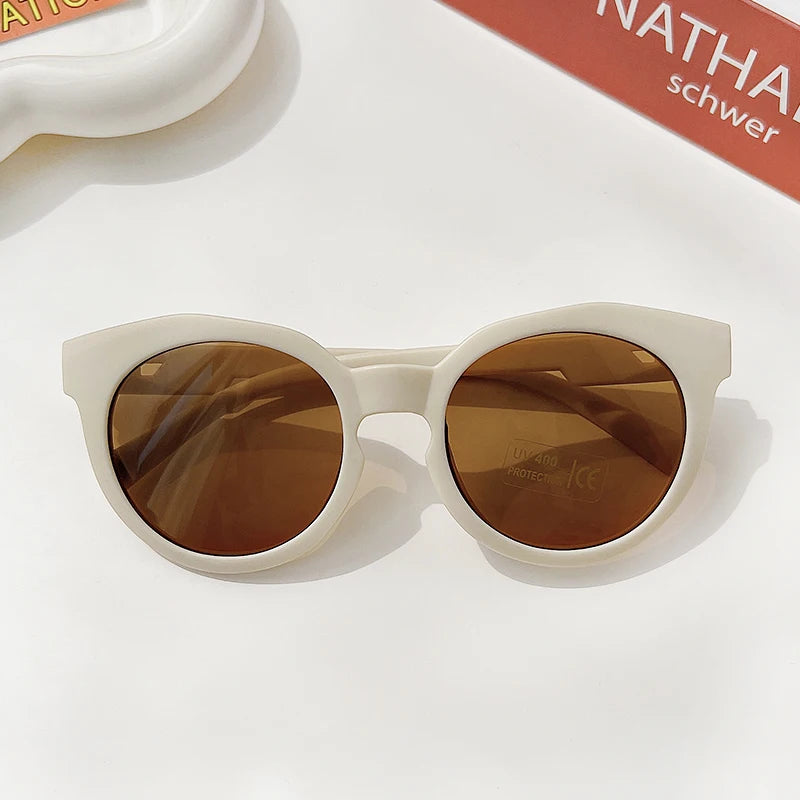 Kids Vintage Round UV400 Sunglasses Frosted Acrylic Fashion Shades