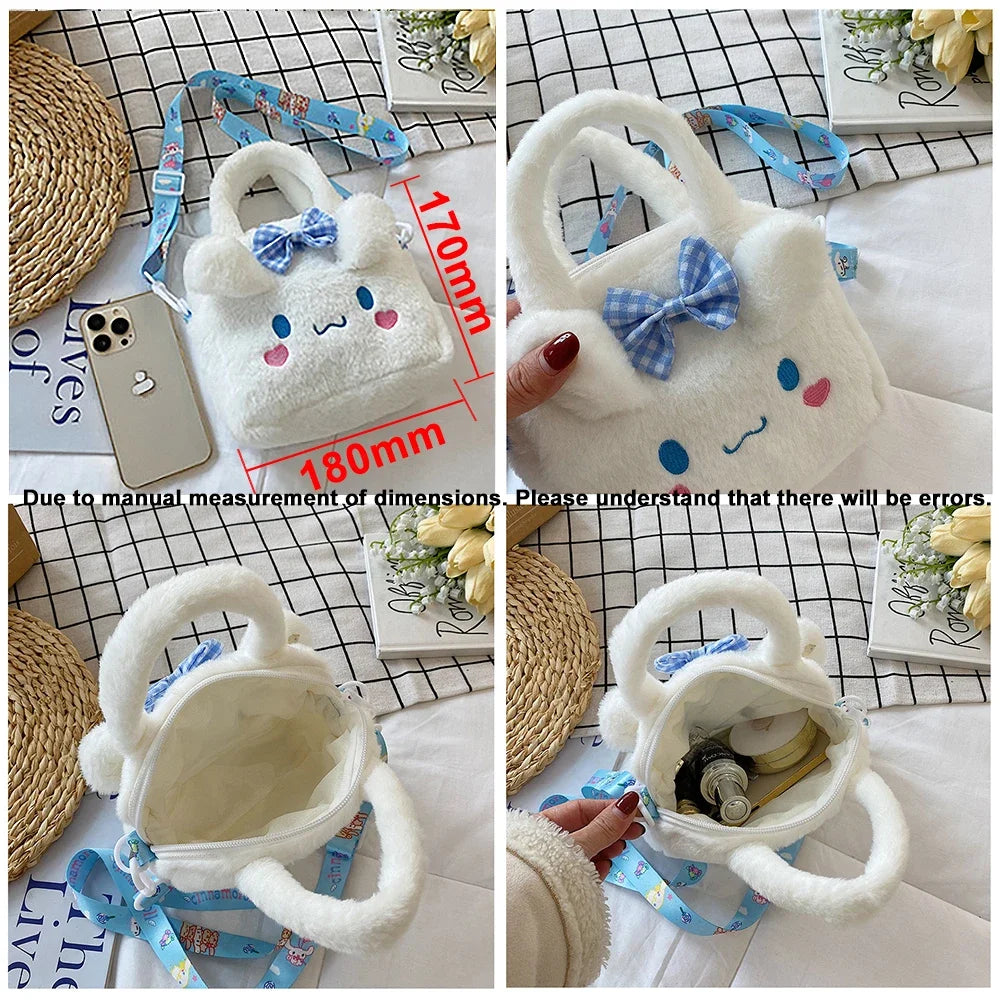 Plush Cartoon Crossbody Bag Kuromi Cinnamoroll Melody for Girls
