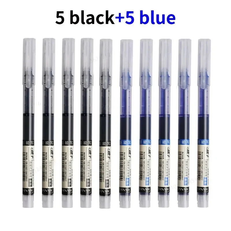 10PCS Needle Tip Gel Pens Liquid Ink Ballpoint for School Office Writing