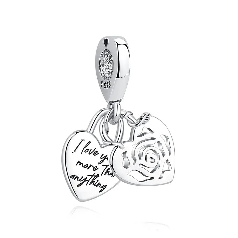 925 Silver Love Heart Charm Bead for Bracelets & Necklaces Valentine's Gift
