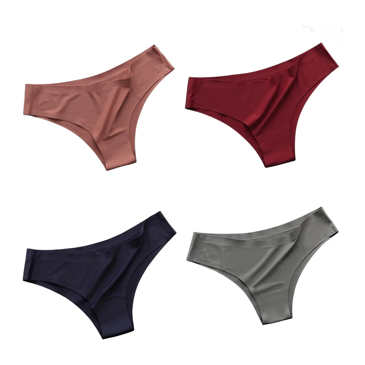 4PCS Women's Seamless Ice Silk Panties Low Waist Soft G-String Briefs