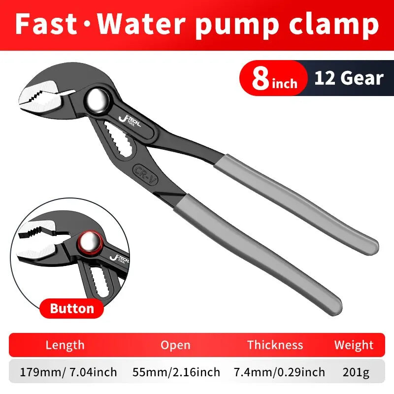 Adjustable Water Pump Pliers –Quick-Release Pipe Wrench Hand Tool