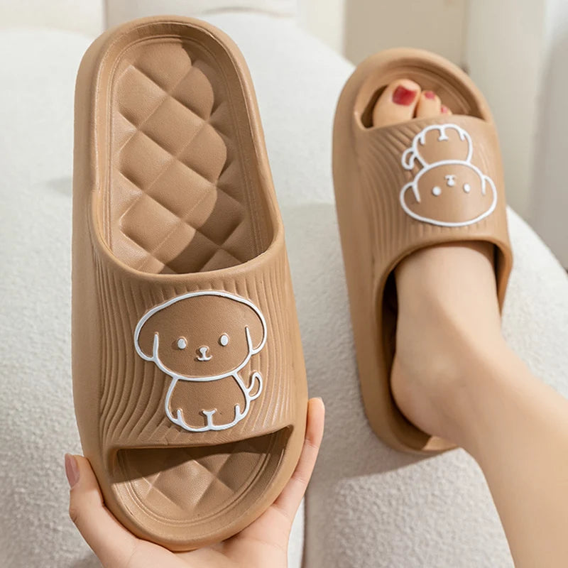 Cartoon Puppy Soft Slides Non-Slip Sandals for Men & Women Summer Use