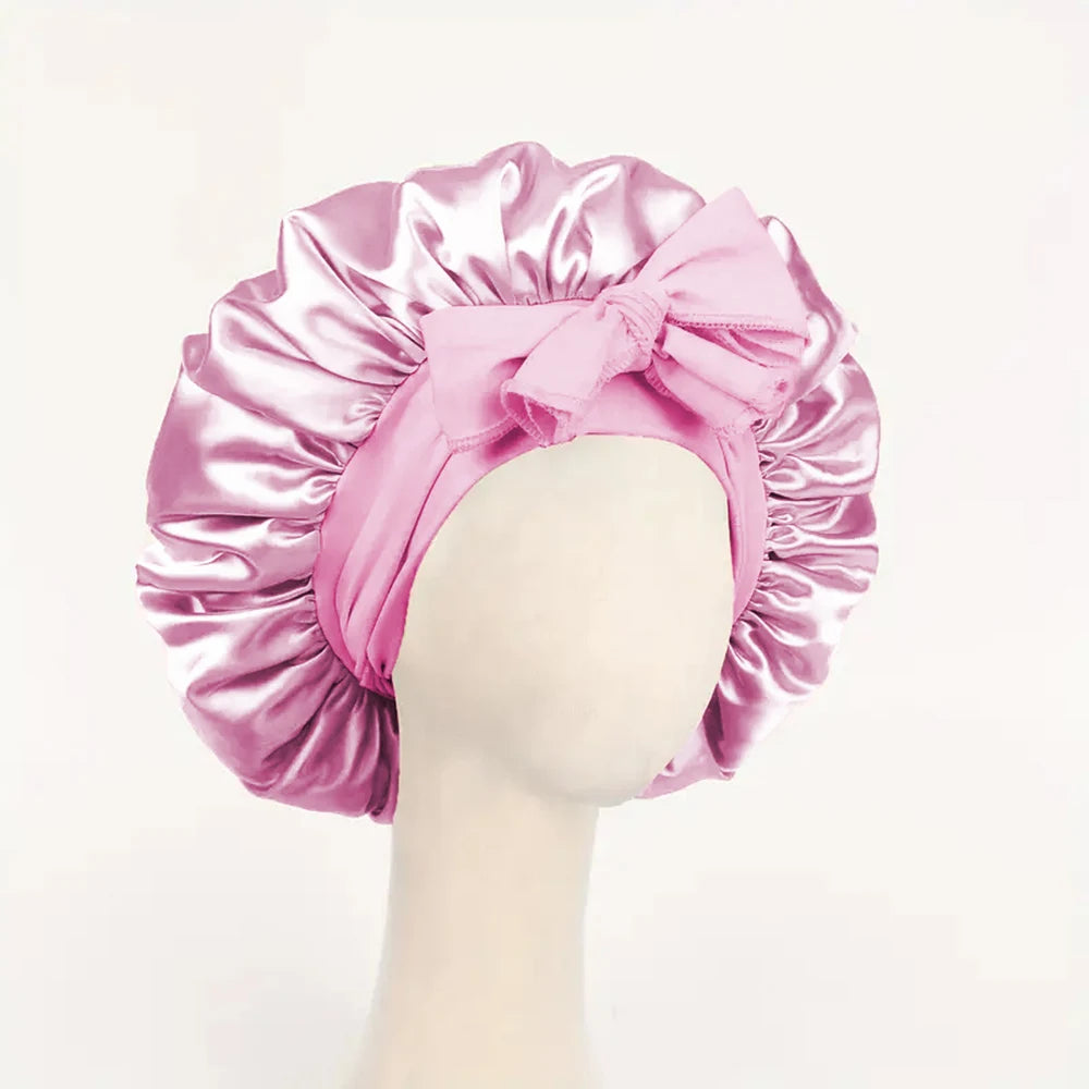 Adjustable Satin Silk Bonnet with Tie Band for Sleeping Hair Protection