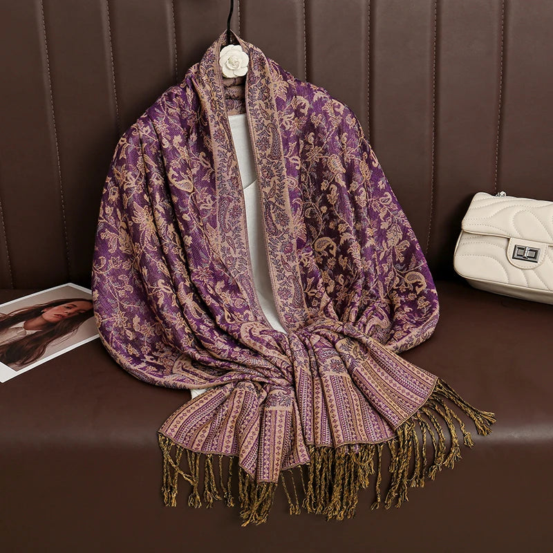 Women's Cashmere Pashmina Shawl Warm Winter Scarf Wrap with Elegant Print