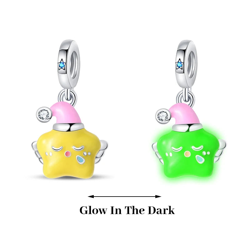 Silver-Plated Sun Moon Star Charm Beads with Zircon for Bracelets DIY
