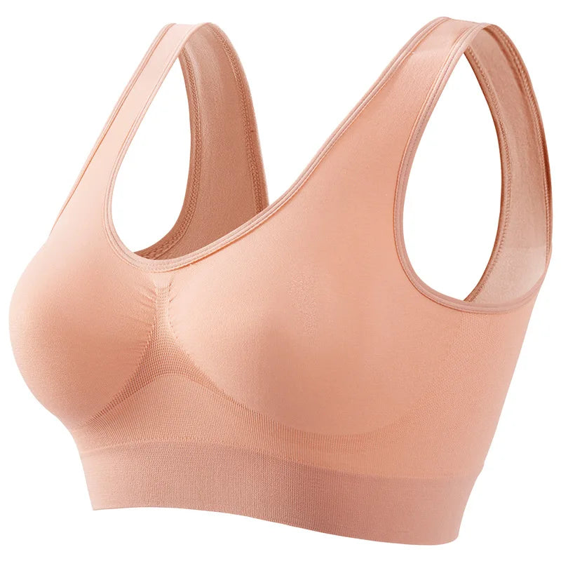 Women's Seamless Sports Bra Wireless Yoga Vest with Removable Pads