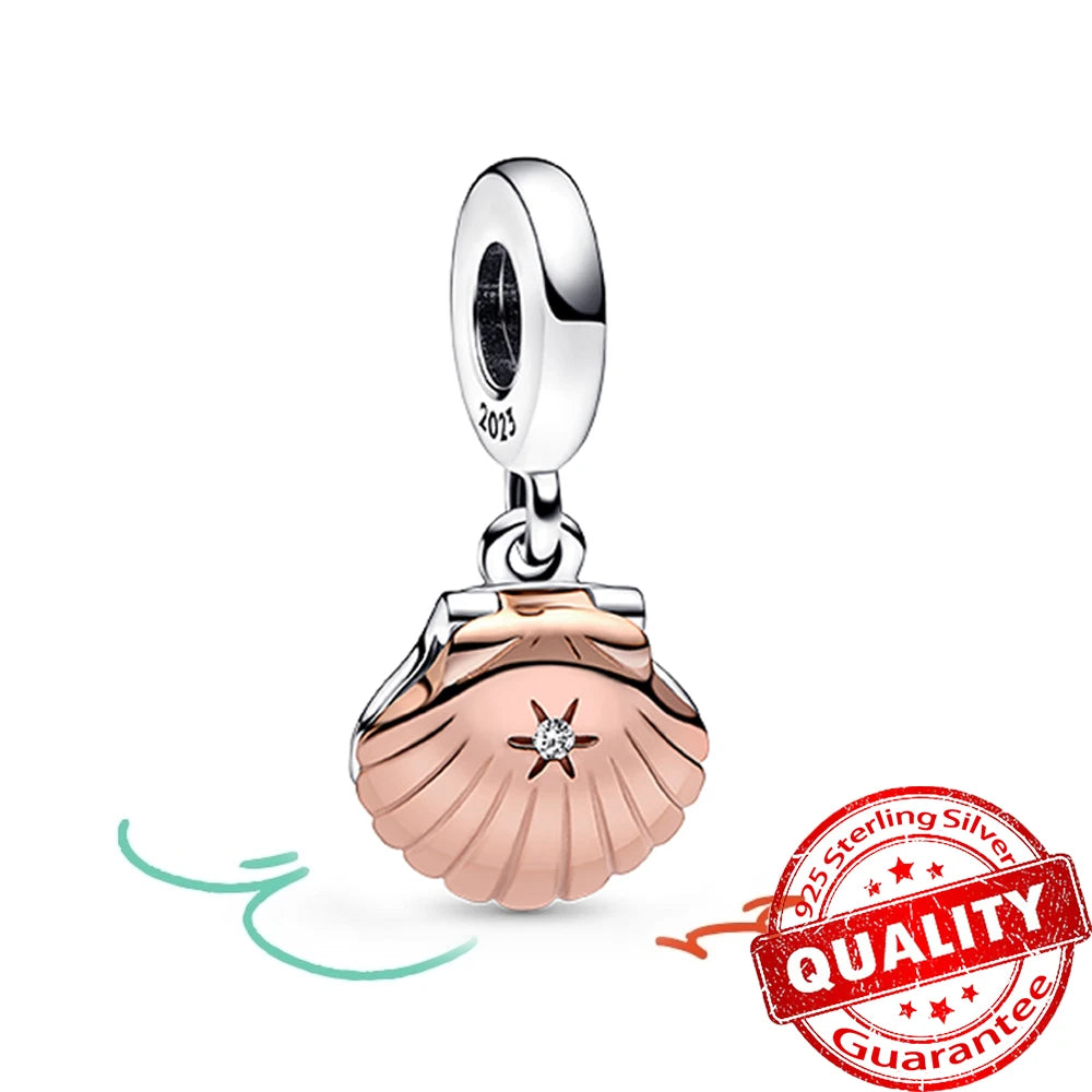 Rose Gold Triple-Row Cherry Blossom Dangle Charm for Silver Bracelet