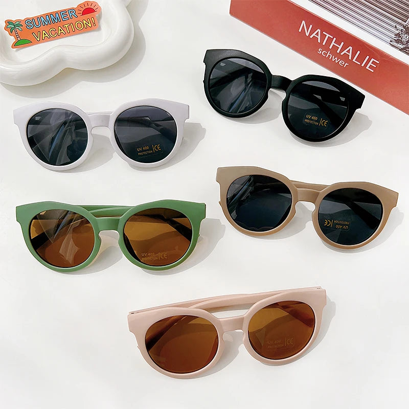 Kids Vintage Round UV400 Sunglasses Frosted Acrylic Fashion Shades