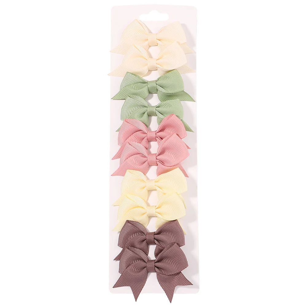 10PCS Cute Ribbon Bow Hair Clips for Baby Girls Handmade Barrettes Set