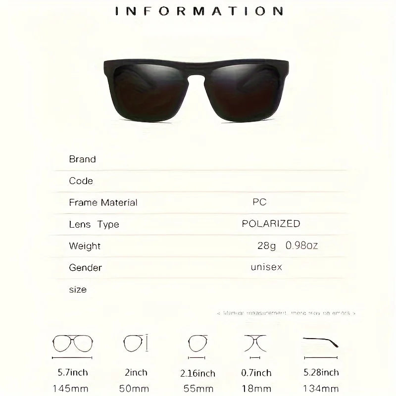 2PCS Square Polarized Sunglasses Anti-Glare UV400 for Driving & Travel