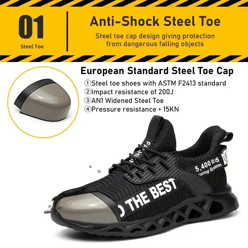 Unisex Steel Toe Safety Work Shoes Lightweight Anti-Puncture Sneakers