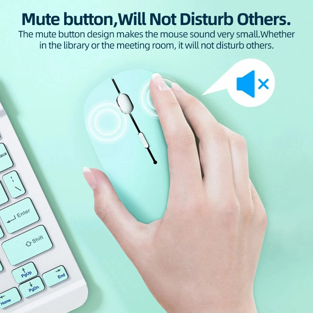 Silent Bluetooth Wireless Mouse Noiseless Optical Mice for Laptop & iPad