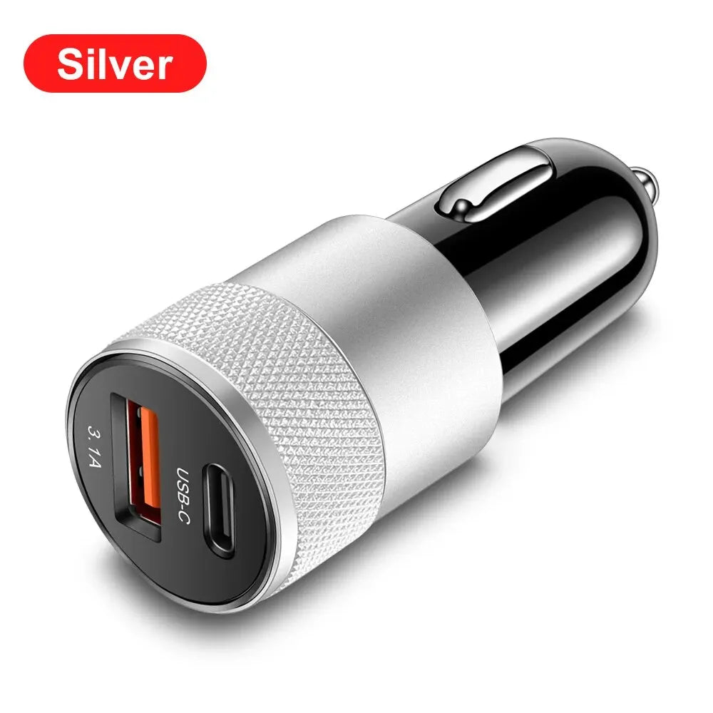3.1A USB Car Charger Type-C Fast Charging Adapter for Phone Cigarette Port