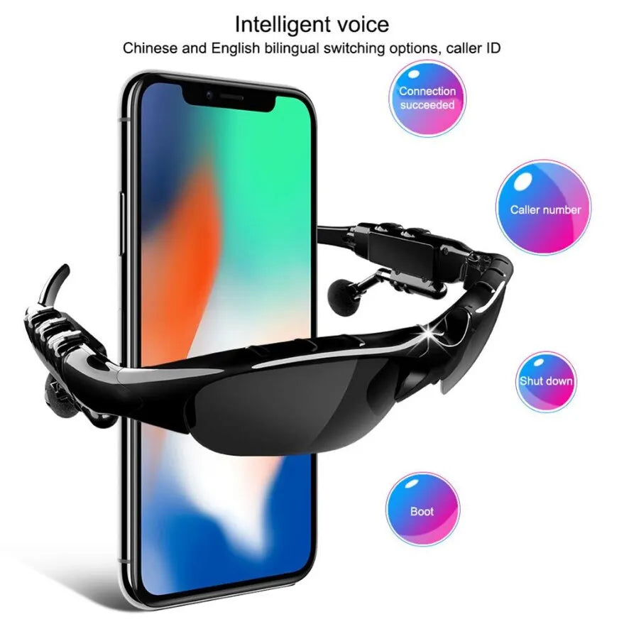 Wireless Bluetooth Sunglasses Headset w/Mic Noise Reduction for Sports