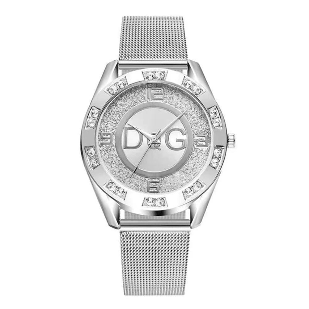 Women's Starry Sky Quartz Watch – Diamond Dial & Gold Mesh Strap