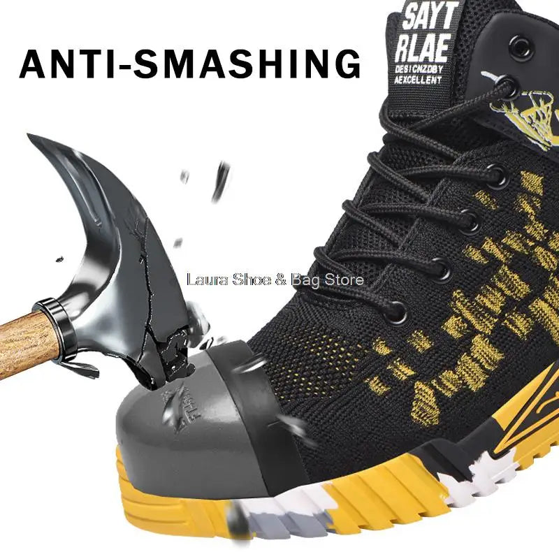 High Top Steel Toe Safety Work Shoes – Breathable Anti-Smash Boots