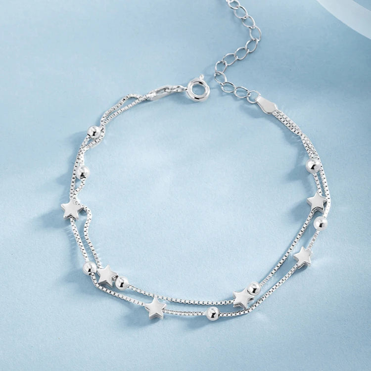 925 Sterling Silver Heart Zircon Chain Bracelet for Women Wedding Gift