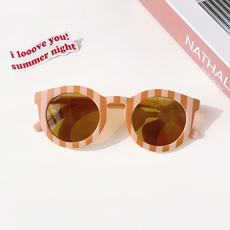 Kids Vintage Round UV400 Sunglasses Frosted Acrylic Fashion Shades