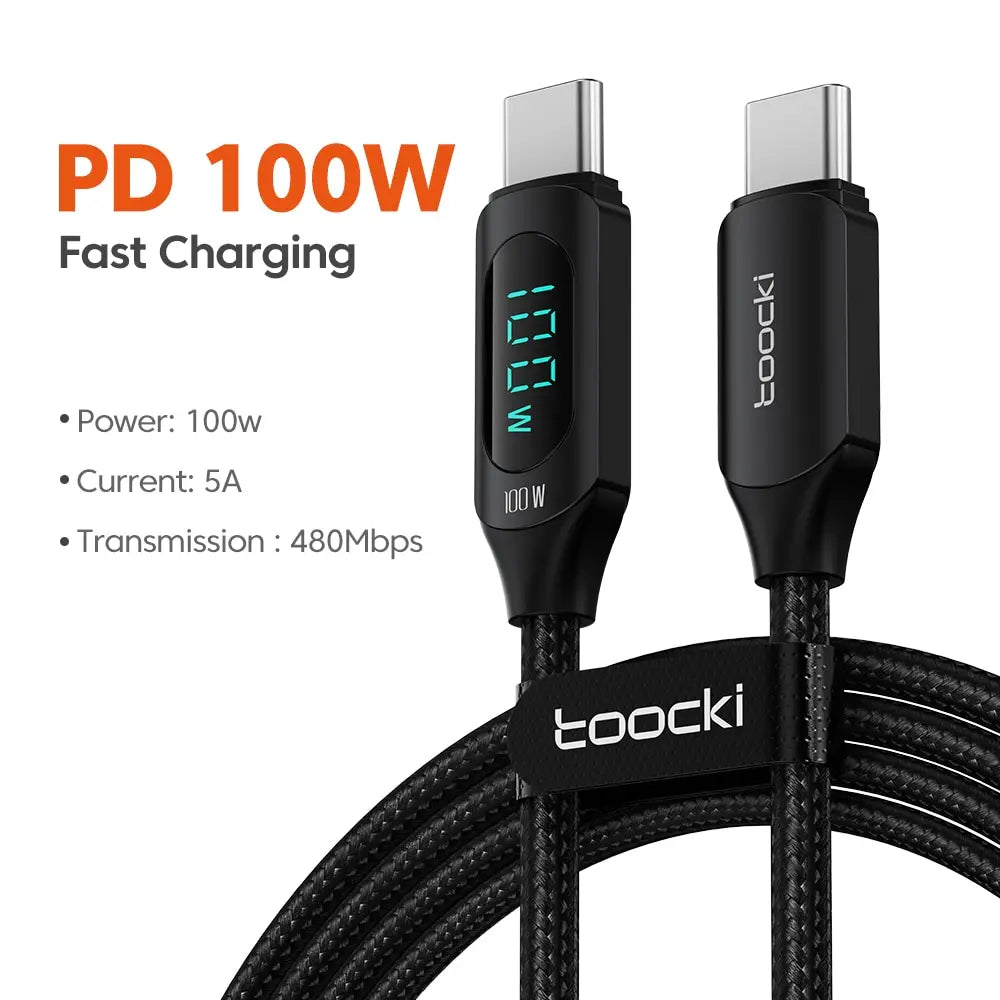 100W USB-C to USB-C PD Fast Charging Cable for MacBook iPad Xiaomi POCO