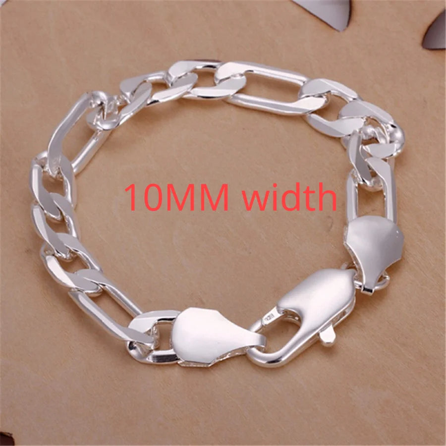 Sterling Silver Square Chain Bracelet for Women & Men Wedding Gift
