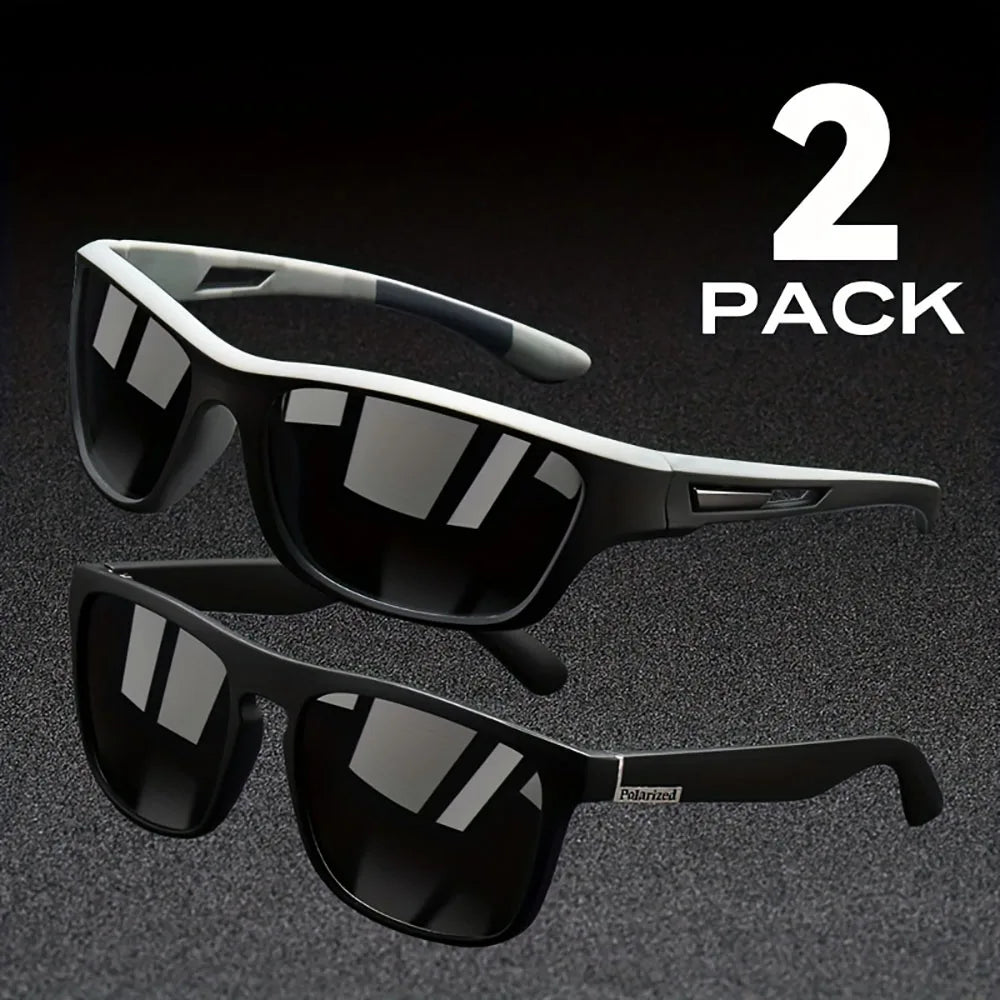 2PCS Polarized UV Sunglasses – Anti-Glare Summer Shades for Travel & Driving
