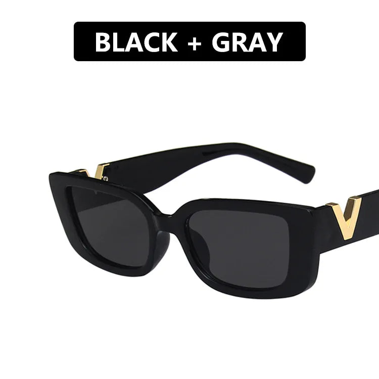 Retro Rectangle Sunglasses Small Frame UV400 Shades for Women