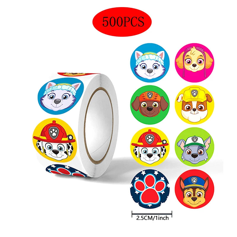 500PCS Cartoon Paw Patrol Stickers Kids Reward Envelope Sealing DIY Decor