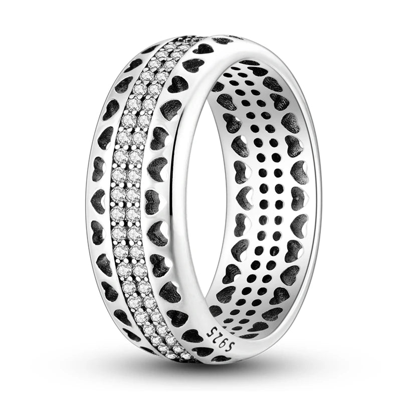 Silver Colour Star Zircon Ring for Women Wedding Engagement Gif