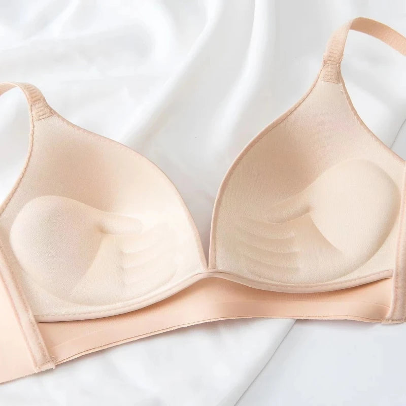 Women's Japanese Seamless Bra Wireless 3/4 Cup Glossy Comfort Bralette